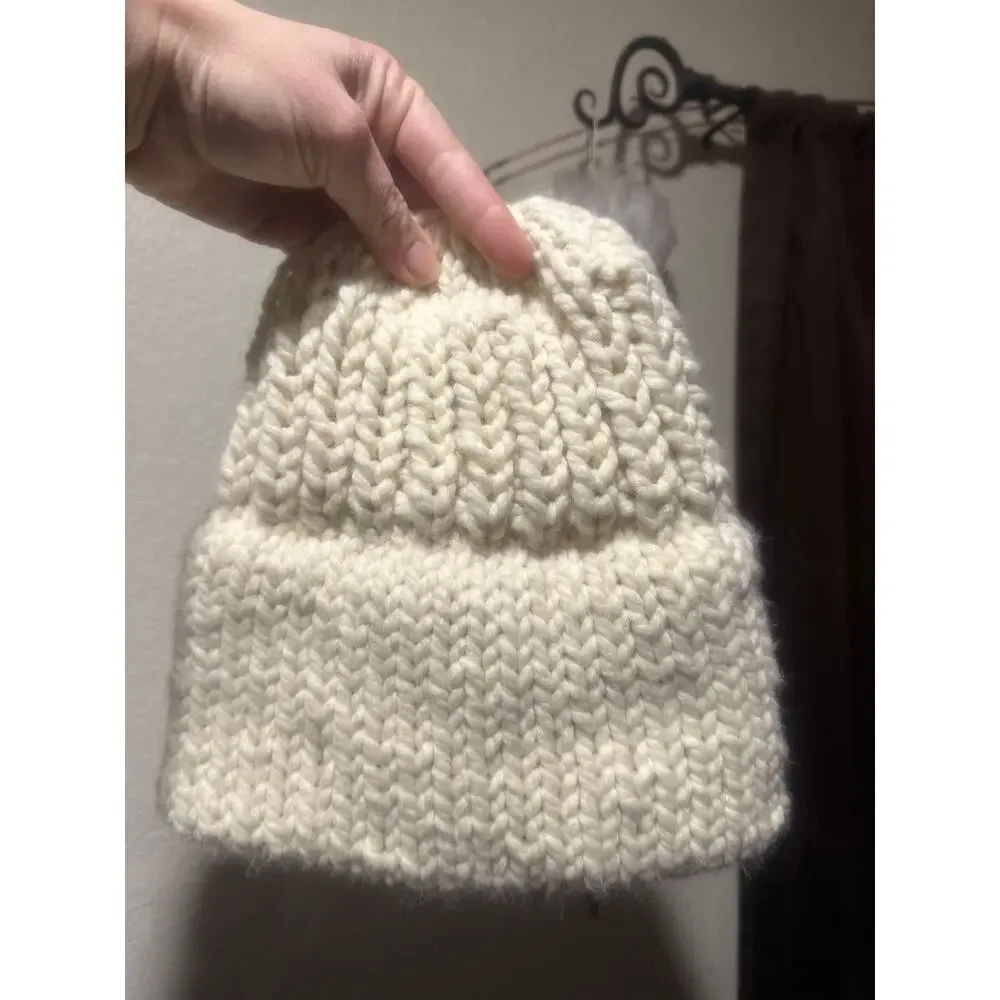 Cozy Cream Knit Beanie with Double Brim - Must Have for Winter Adventures